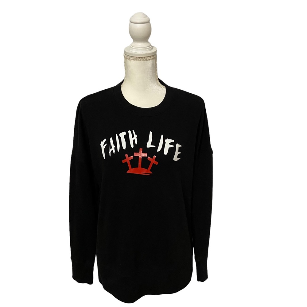 Faith Longsleeve Pullover Graphic Sweatshirt Black